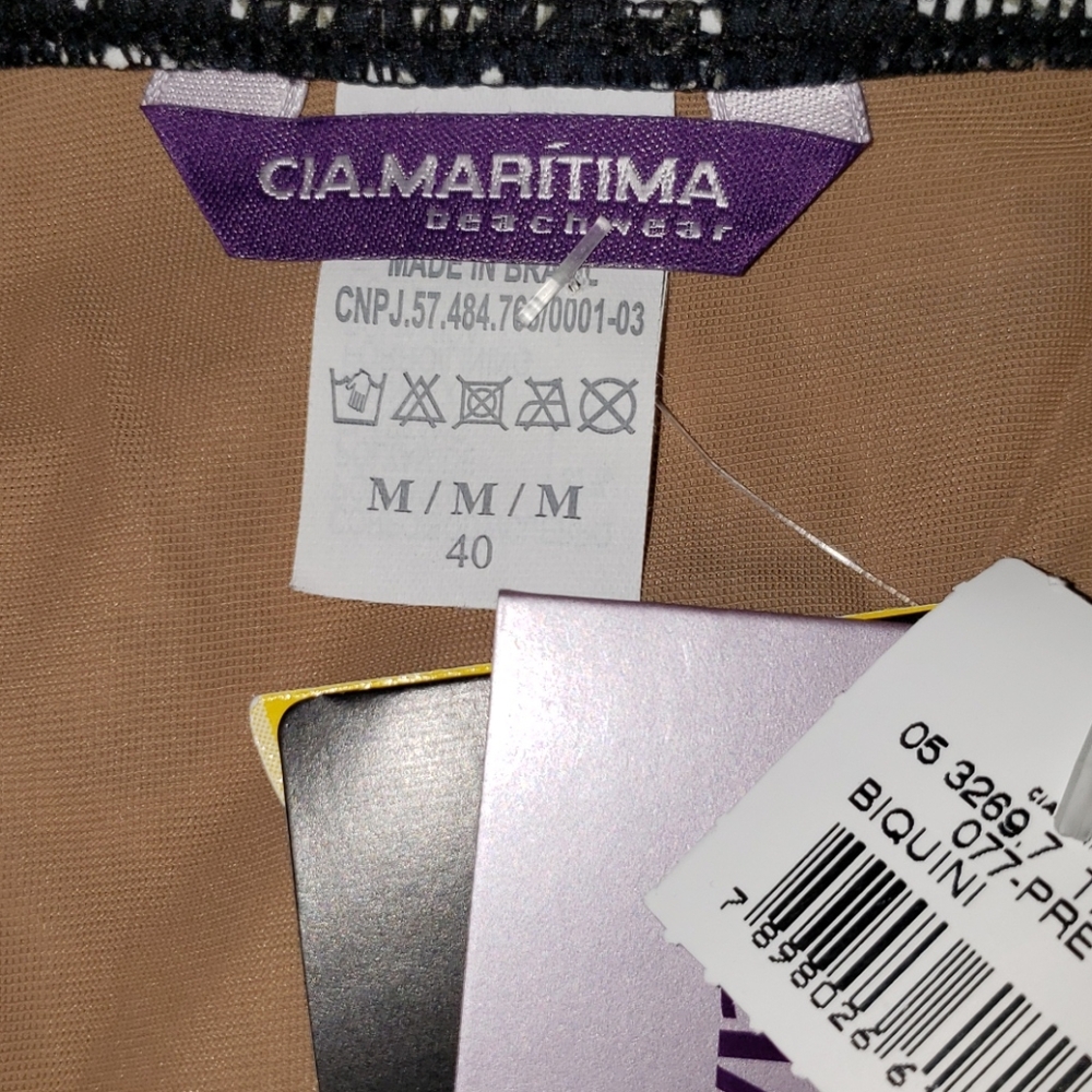 CIA.MARITIMA 2 piece swim suit Black White Print Nwt - Picture 5 of 9